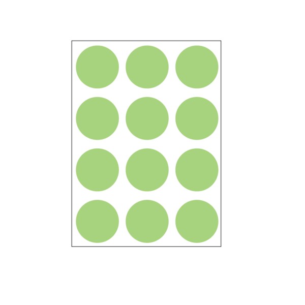 1-1/4" Color Coding Dots Lime - Sheet Form